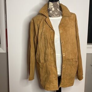 Vera Pelle Sz 42 Vintage Super Soft Beige Suede Button Up Jacket Blazer